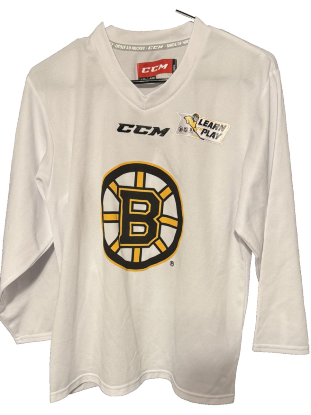 Boston Bruins CCM White Jersey Kid's Sz L/XL